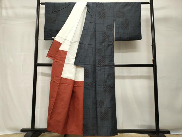平和屋着物■結城紬 80亀甲 色紙吉祥花文 正絹 逸品 CABH8879ev