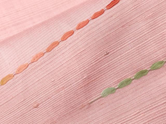 平和屋着物■上質な紬 刺繍 横段文 正絹 逸品 CABH8881ev