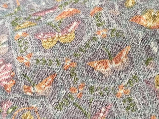 平和屋着物■上質な小紋 花蝶文 正絹 逸品 CABH8884ev
