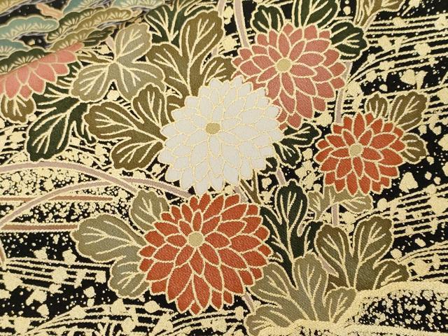 平和屋着物■豪華黒留袖 駒刺繍 飛鶴御所解文 金彩 正絹 逸品 CABH8889ev