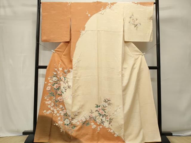 平和屋着物□訪問着 椿 枝花文 暈し染め 正絹 逸品 CABH8890ev