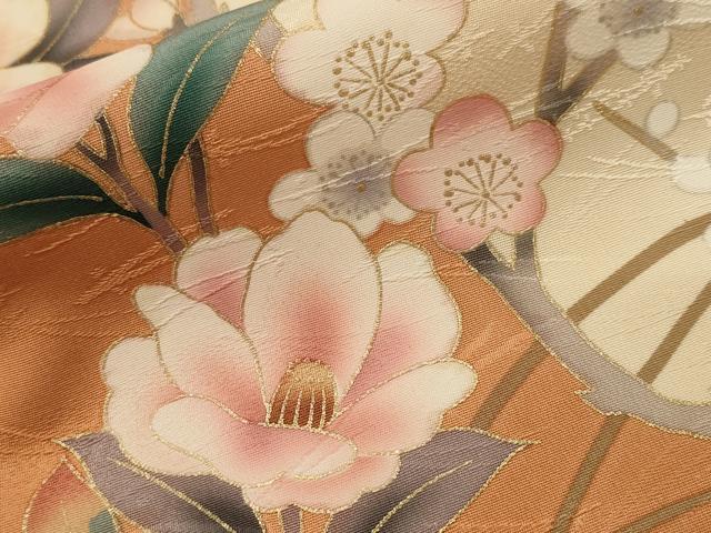 平和屋着物■訪問着 椿 枝花文 暈し染め 正絹 逸品 CABH8890ev