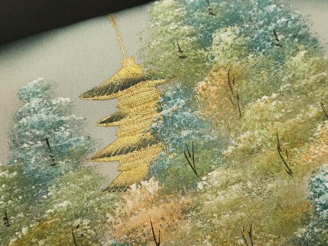 平和屋着物■豪華黒留袖 樹林風景文 暈し染め 金彩 正絹 逸品 CABH8891ev