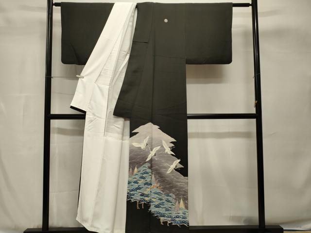 平和屋着物■豪華黒留袖 浜松飛鶴文 暈し染め 正絹 逸品 CABH8892ev