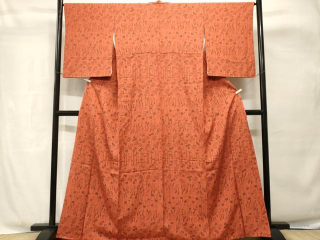 平和屋着物■上質な小紋 笹竹花文 三越扱い 正絹 逸品 CABH8893ev