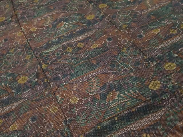 平和屋着物■上質な小紋 切嵌鳳凰更紗花文 正絹 逸品 CABH8896ev