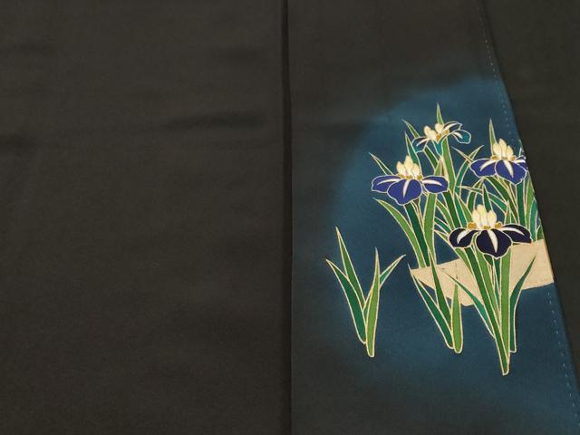 平和屋着物■豪華黒留袖 駒刺繍 杜若 飛鶴枝松梅文 暈し染め 金彩 正絹 逸品 CABH8904ev
