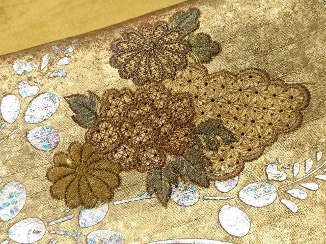 平和屋着物■中国三大刺繍 スワトウ刺繍 総刺繍 訪問着 雪輪草花文 暈し染め 金銀彩 正絹 逸品 CABH8913ev
