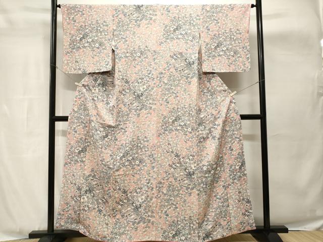 平和屋着物■上質な小紋 花蝶文 暈し染め 正絹 逸品 CABH8915ev