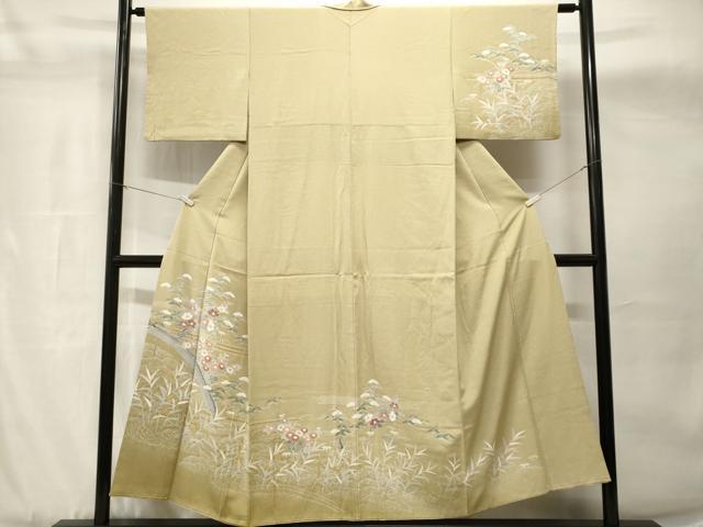 平和屋着物■訪問着 流水渡り橋草花文 金彩 三越扱い 正絹 逸品 CABH8916ev