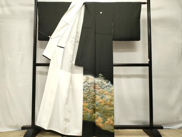 平和屋着物■豪華黒留袖 京加賀 風景文 暈し染め 金彩 正絹 逸品 CABH8927ev
