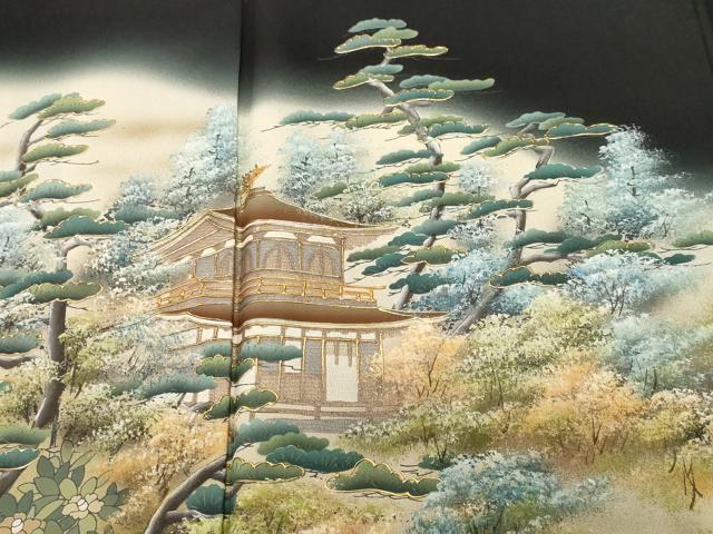 平和屋着物■豪華黒留袖 京加賀 風景文 暈し染め 金彩 正絹 逸品 CABH8927ev