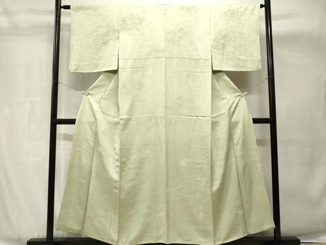 平和屋着物■上質な色無地 流水花筏地紋 白緑色 正絹 逸品 CABH8941ev
