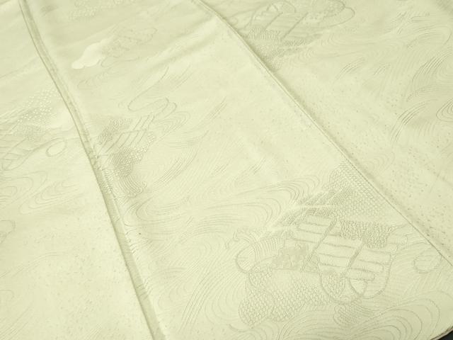 平和屋着物■上質な色無地 流水花筏地紋 白緑色 正絹 逸品 CABH8941ev