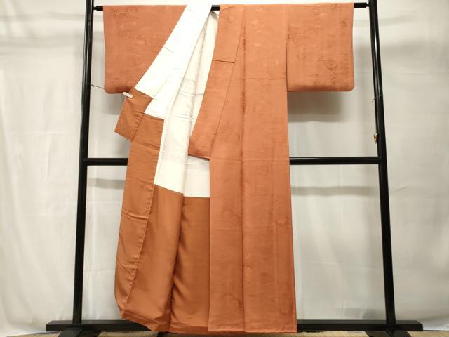 平和屋着物■上質な色無地 立波片輪車地紋 肉桂色 正絹 逸品 CABH8943ev