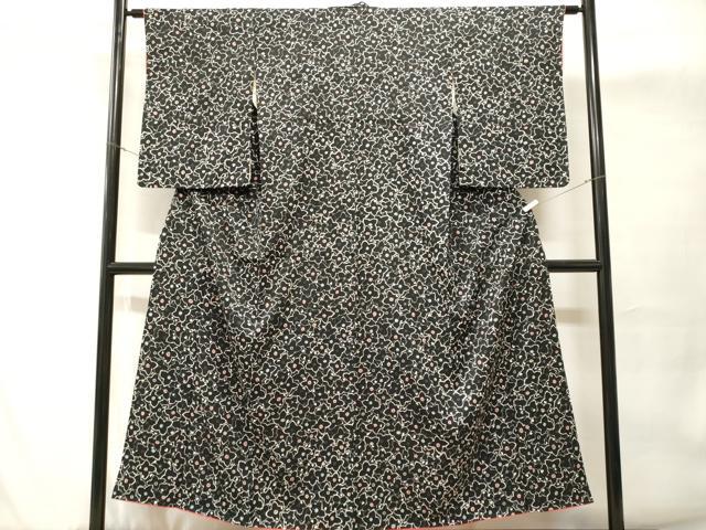 平和屋着物■上質な小紋 花尽くし文 黒地 正絹 逸品 CABH8955ev