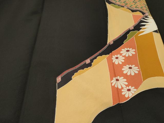 平和屋着物■豪華黒留袖 刺繍 屏風鳳凰花文 暈し染め 金彩 正絹 逸品 CABH8964ev