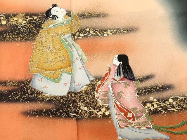 平和屋着物■豪華黒留袖 作家物 刺繍 人物花籠文 暈し染め 金彩 正絹 逸品 CABH8970ev