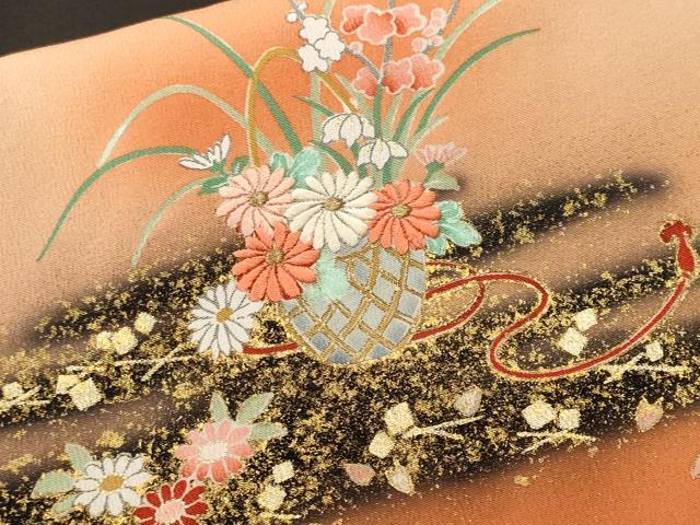 平和屋着物■豪華黒留袖 作家物 刺繍 人物花籠文 暈し染め 金彩 正絹 逸品 CABH8970ev