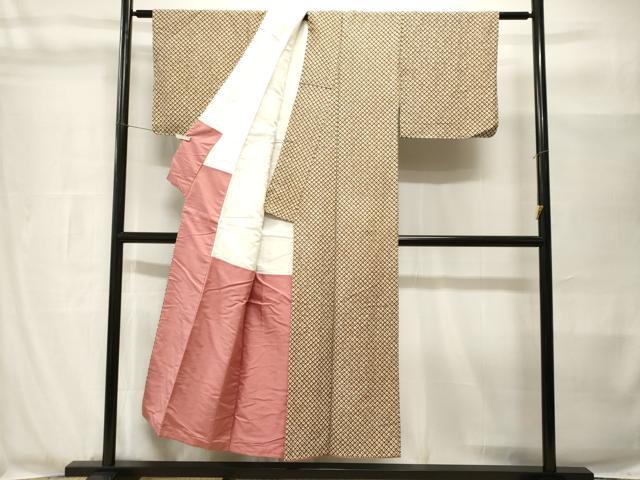 平和屋着物■上質な小紋 紬地 幾何学文 正絹 逸品 CABH8972ev