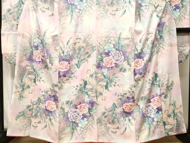 平和屋着物■豪華振袖 バラ 草花文 暈し染め 銀彩 正絹 逸品 CABH8974ev