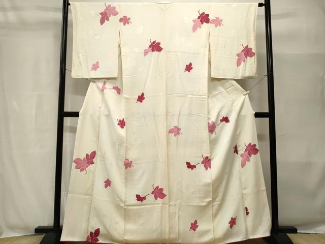 平和屋着物■上質な小紋 地紋起こし 舞葉文 正絹 逸品 CABH8980ev