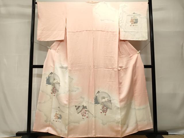 平和屋着物■訪問着 唐子 番傘 暈し染め 正絹 逸品 CABH8994ev