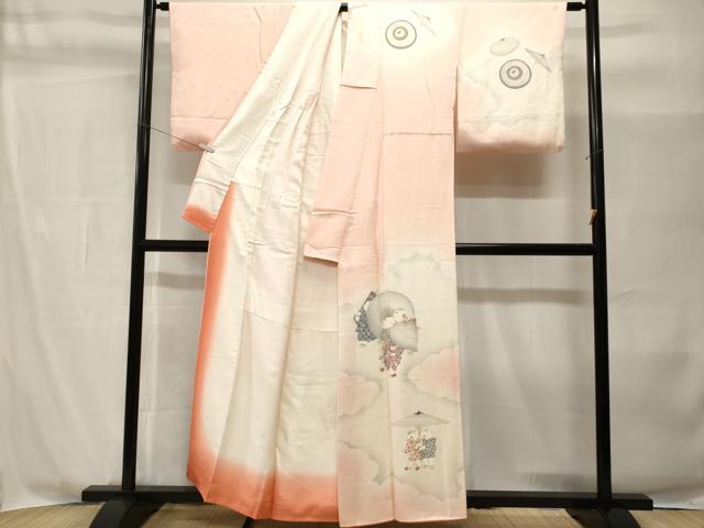 平和屋着物■訪問着 唐子 番傘 暈し染め 正絹 逸品 CABH8994ev