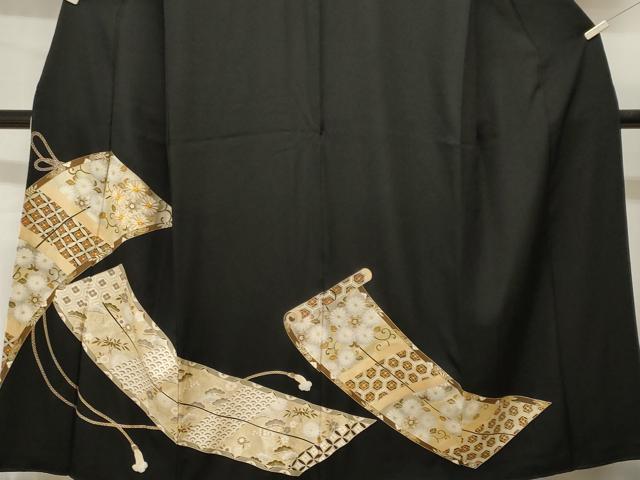 平和屋着物■豪華黒留袖 駒刺繍 蒔絵吉祥花文 金銀彩 正絹 逸品 CABH9037ev