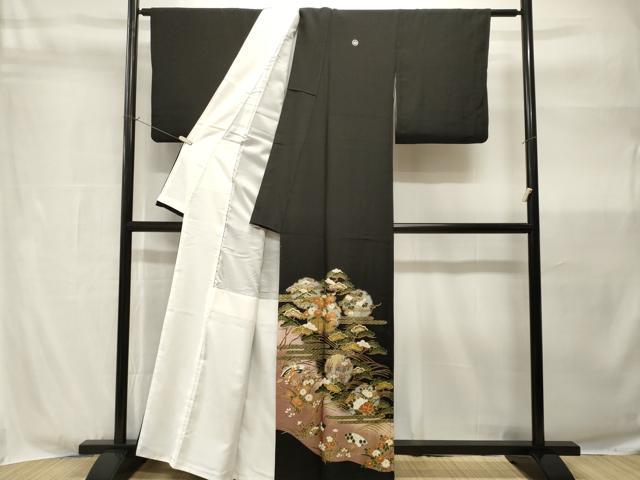 平和屋着物■豪華黒留袖 雪輪重ね扇面花文 暈し染め 金彩 正絹 逸品 CABH9047ev