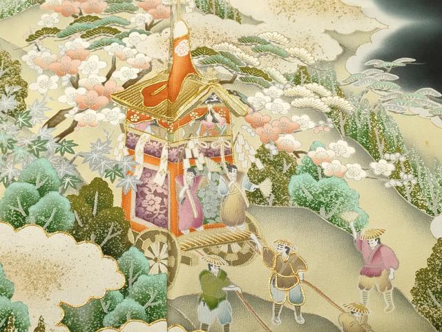 平和屋着物■豪華黒留袖 駒刺繍 鉾人物風景文 暈し染め 金彩 正絹 逸品 CABH9060ev
