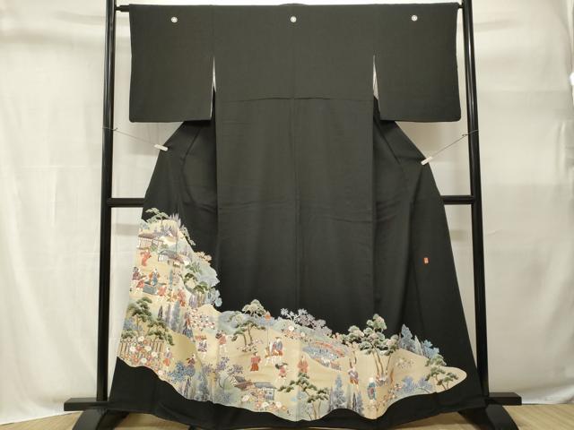 平和屋着物■豪華黒留袖 作家物 人物風景文 金彩 正絹 逸品 CABH9070ev