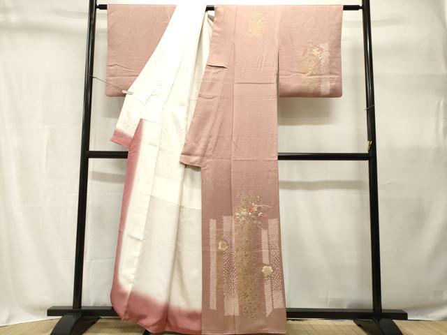 平和屋着物■訪問着 絞り 刺繍 籬草花文 金彩 正絹 逸品 CABH9073ev