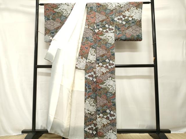 平和屋着物■上質な小紋 辻が花 鬼しぼ縮緬 正絹 逸品 CABH9088ev