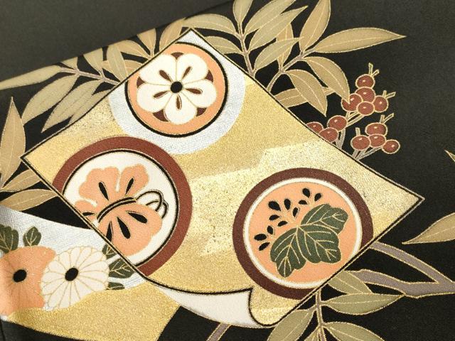 平和屋着物■豪華黒留袖 駒刺繍 短冊木の実枝葉文 金彩 正絹 逸品 CABH9090ev