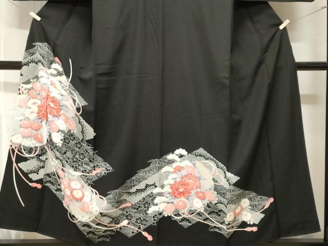 平和屋着物■豪華黒留袖 松竹梅草花文 正絹 逸品 CABH9091ev