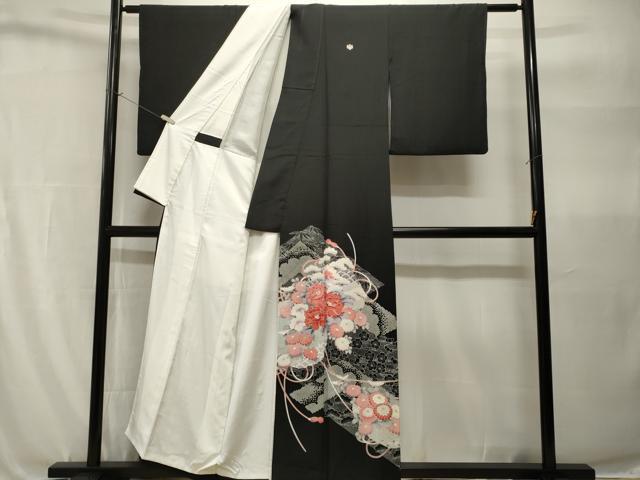 平和屋着物■豪華黒留袖 松竹梅草花文 正絹 逸品 CABH9091ev