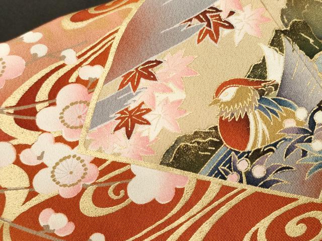 平和屋着物■豪華黒留袖 流水地紙重ね飛鶴鴛鴦文 暈し染め 金彩 正絹 逸品 CABH9096ev