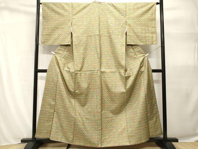 平和屋着物■本場染大島紬 蝶 幾何学文様 正絹 逸品 CABH9099ev