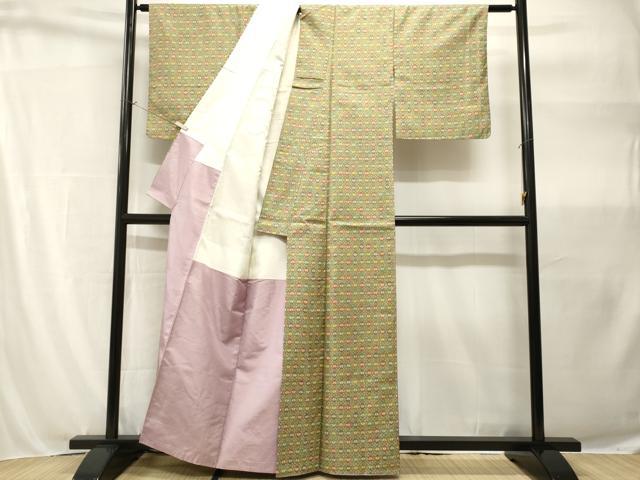 平和屋着物■本場染大島紬 蝶 幾何学文様 正絹 逸品 CABH9099ev