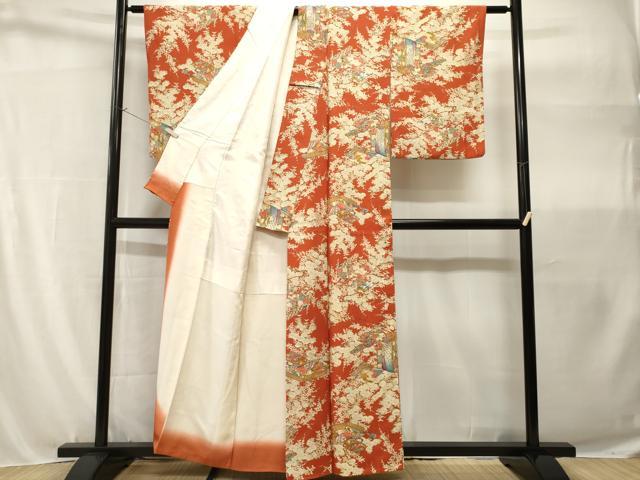 平和屋着物■上質な小紋 誰が袖冊子草花文 金彩 正絹 逸品 CABH9100ev