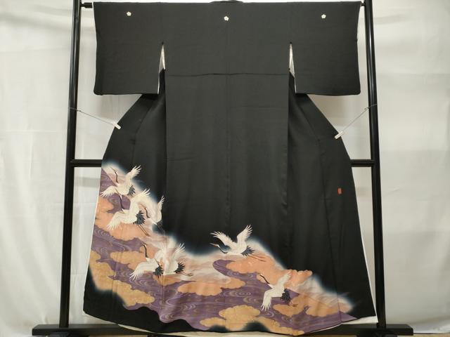 平和屋着物■豪華黒留袖 作家文 飛鶴流水文 暈し染め 金彩 正絹 逸品 CABH9121ev