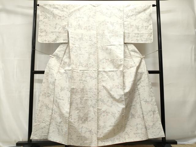 平和屋着物■上質な紬 御所車草花文 正絹 逸品 CABH9126ev