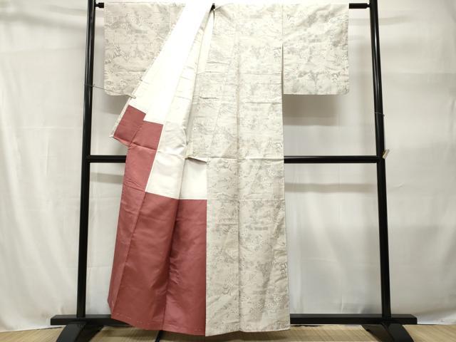 平和屋着物■上質な紬 御所車草花文 正絹 逸品 CABH9126ev