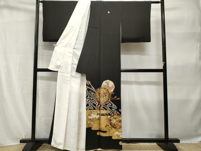 平和屋着物■豪華黒留袖 駒刺繍 雪輪飛躍花唐草文 金彩 正絹 逸品 CABH9127ev