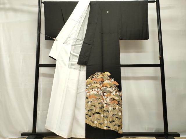 平和屋着物■豪華黒留袖 作家物 駒刺繍 浜松花文 金彩 正絹 逸品 CABH9143ev