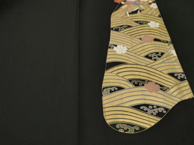 平和屋着物■豪華黒留袖 作家物 駒刺繍 浜松花文 金彩 正絹 逸品 CABH9143ev