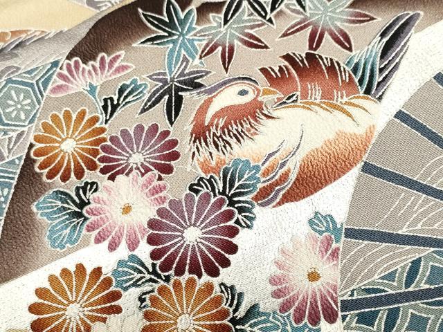平和屋着物■豪華黒留袖 扇面尾長鳥花文 銀彩 正絹 逸品 CABH9150ev