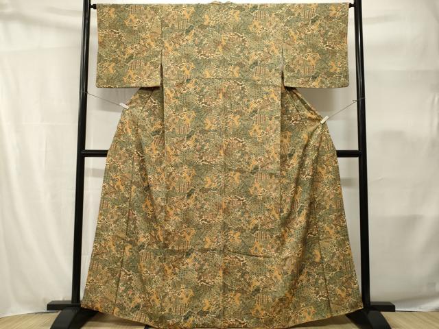 平和屋着物■上質な小紋 切嵌折り鶴吉祥花文 正絹 逸品 CABH9157ev