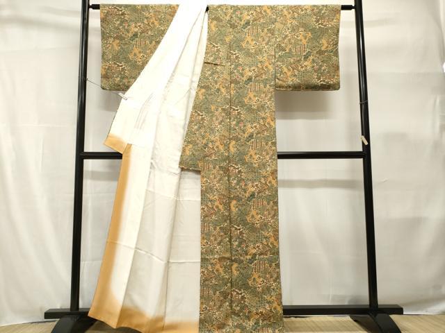 平和屋着物■上質な小紋 切嵌折り鶴吉祥花文 正絹 逸品 CABH9157ev